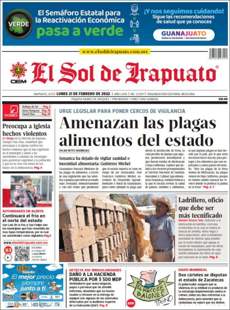 Portada de El Sol de Irapuato (Mexico)