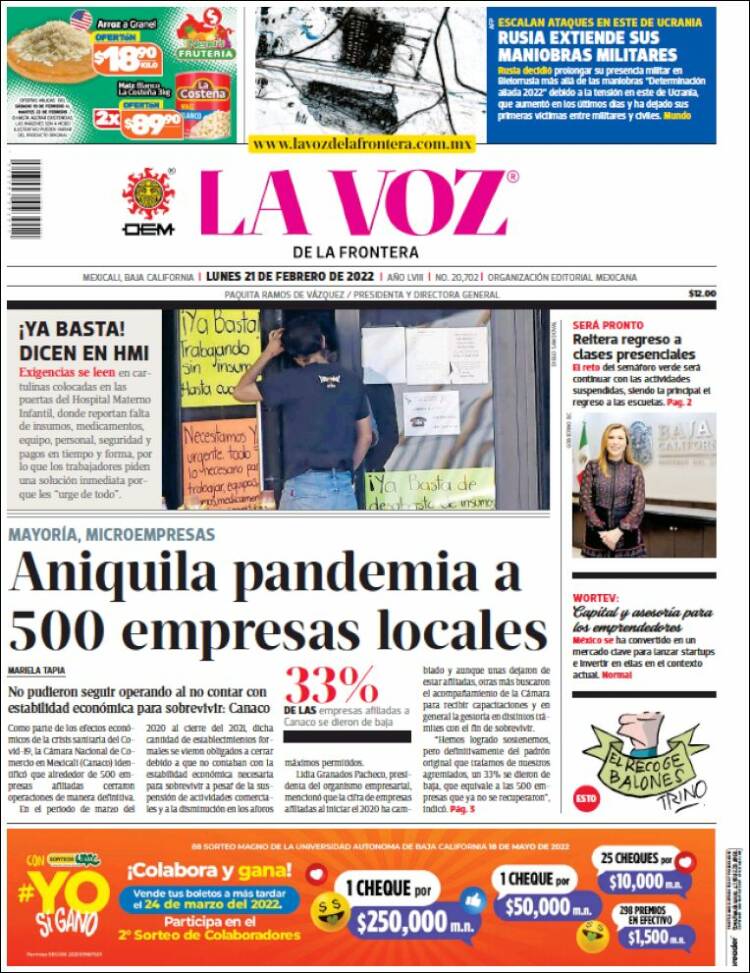 Portada de La Voz de la Frontera (Mexico)