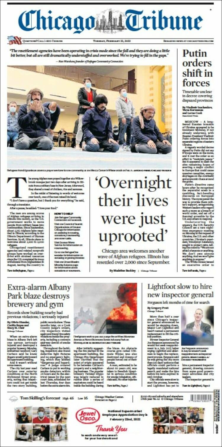 Portada de Chicago Tribune (USA)