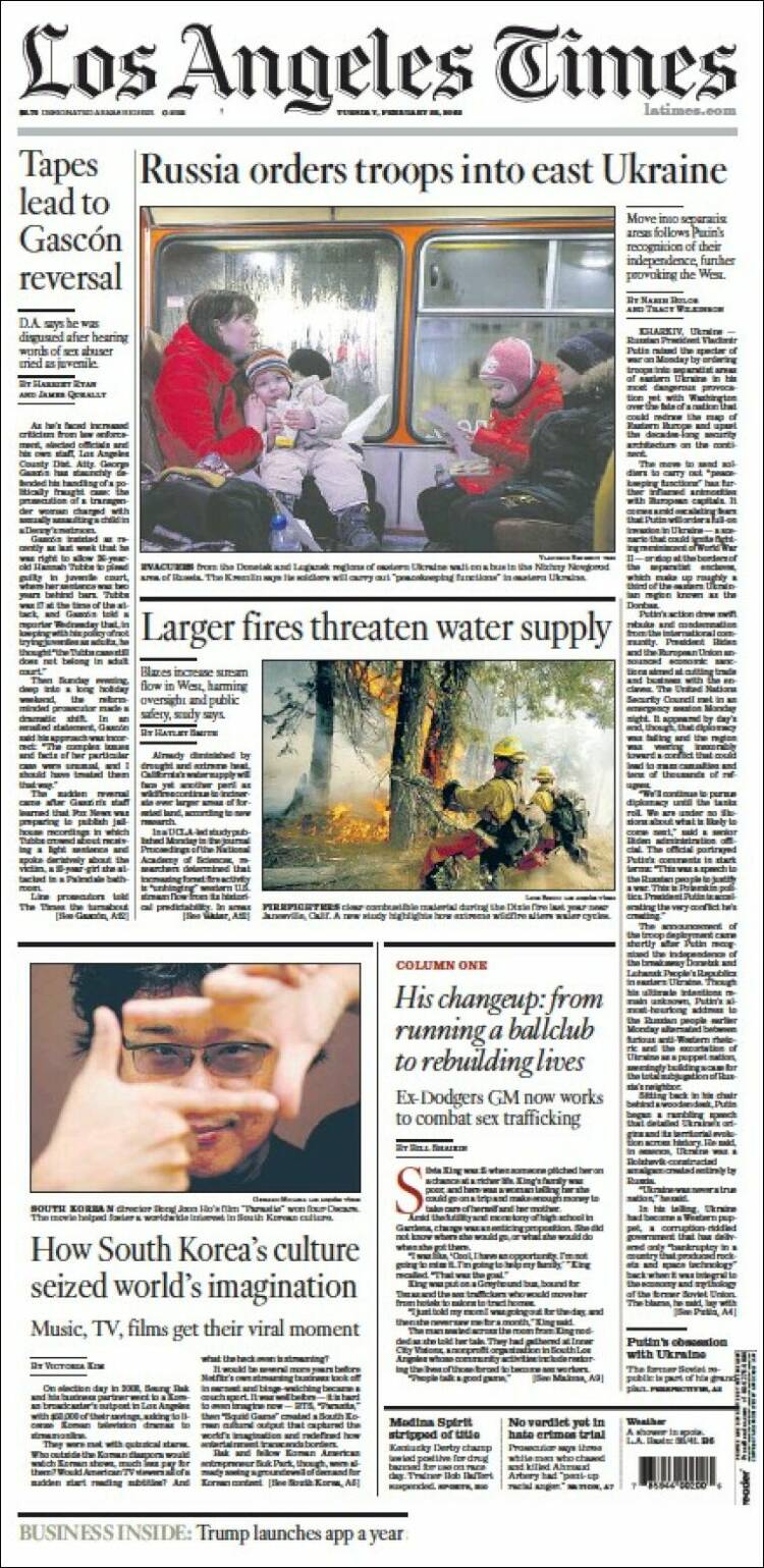 Portada de Los Angeles Times (USA)