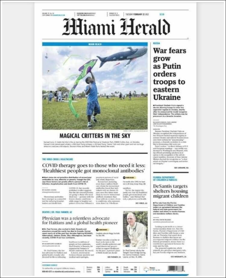 Portada de Miami Herald (USA)