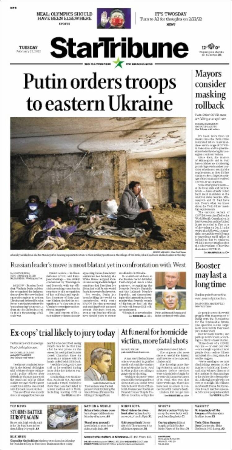 Portada de Star Tribune (USA)