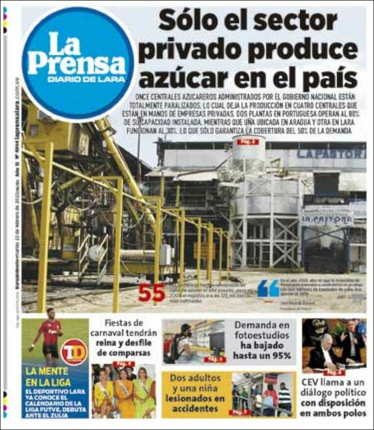 Portada de La Prensa de Lara (Venezuela)