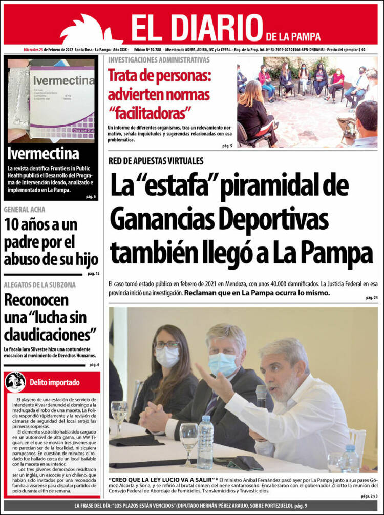 Portada de Diario de La Pampa (Argentina)