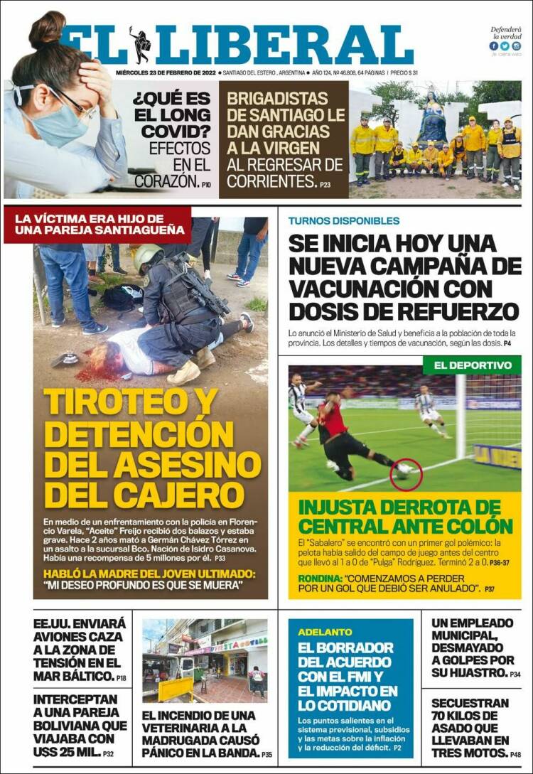Portada de Diario El Liberal (Argentina)