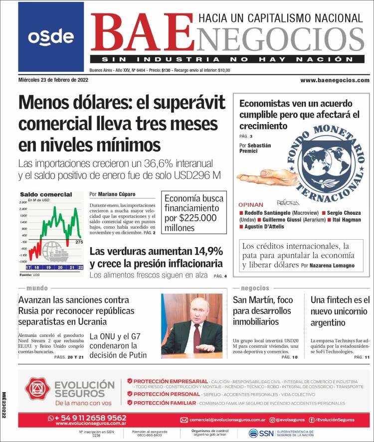 Portada de Buenos Aires Económico (Argentina)