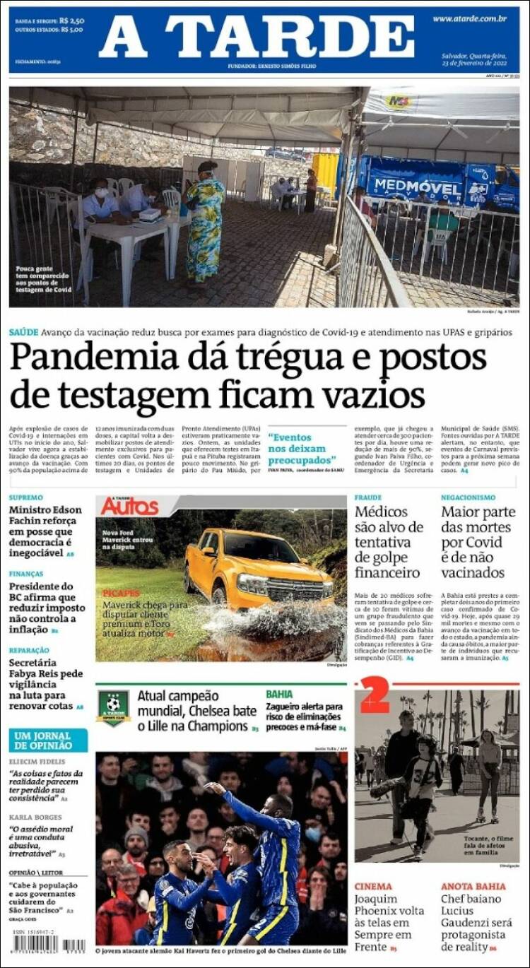 Portada de Diário A Tarde (Brasil)