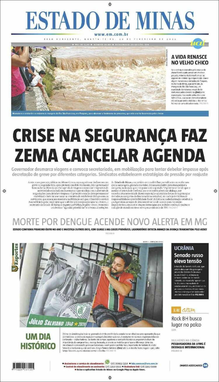 Portada de Jornal Estado de Minas (Brasil)