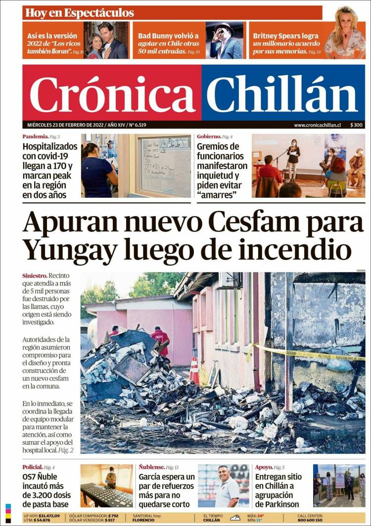 Portada de Crónica Chillán (Chile)