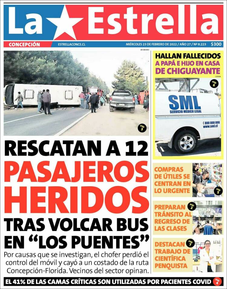 Portada de La Estrella de Concepción (Chile)