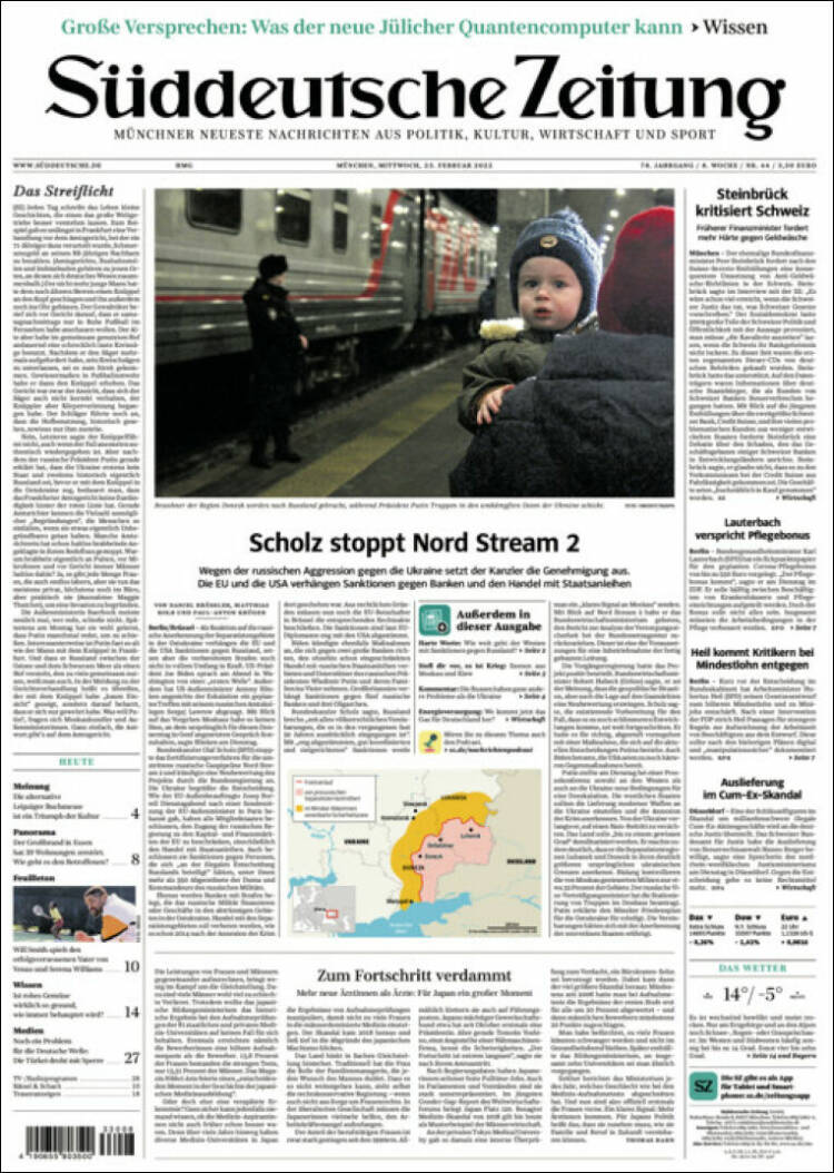 Portada de Sueddeutsche (Alemania)