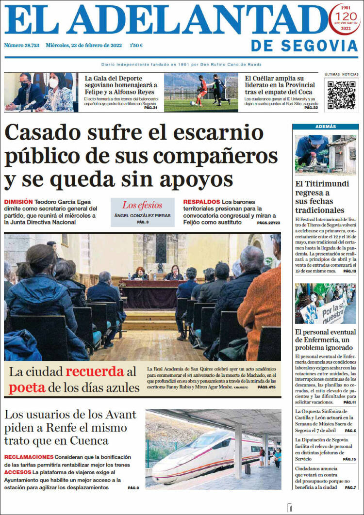 Portada de El Adelantado de Segovia (España)