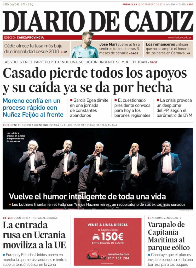 Portada de Diario de Cádiz (Espa&ntilde;a)