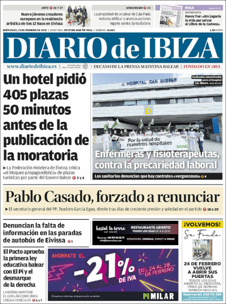 Portada de Diario de Ibiza (Espa&ntilde;a)