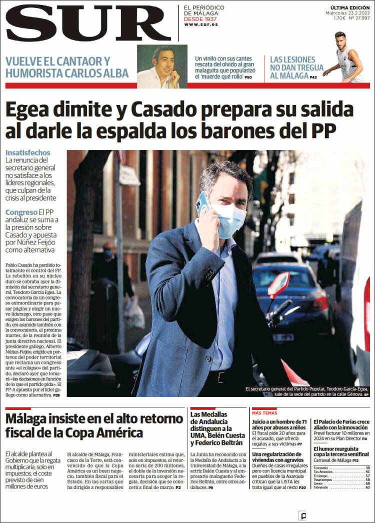 Portada de Diario el Sur (España)