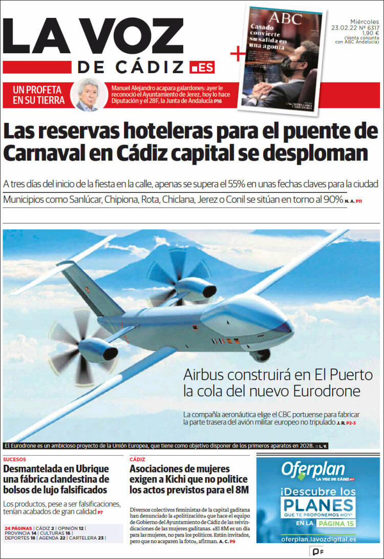 Portada de La Voz de Cádiz (Espa&ntilde;a)