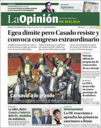 Portada de La Opinión de Málaga (España)