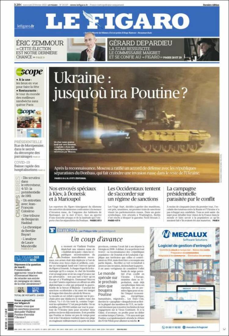 Portada de Le Figaro (Francia)