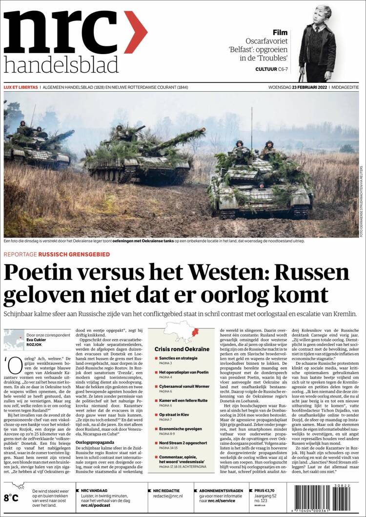 Portada de NRC Handelsblad (Pa&iacute;ses Bajos)