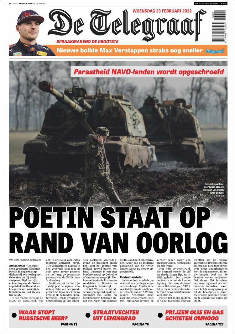 Portada de De Telegraaf (Pa&iacute;ses Bajos)