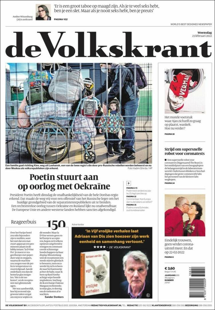 Portada de De Volkskrant (Pa&iacute;ses Bajos)