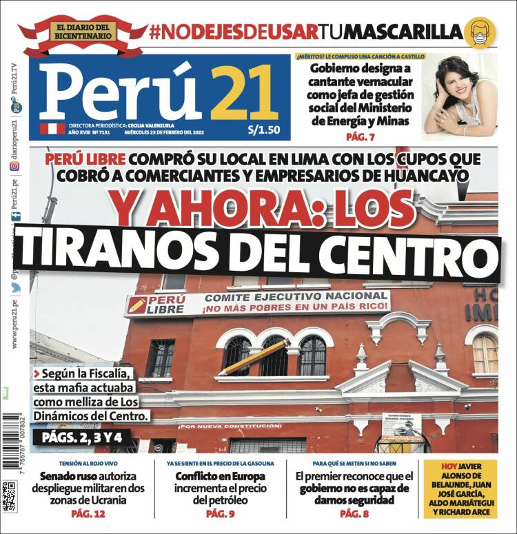 Portada de Perú 21 (Per&uacute;)