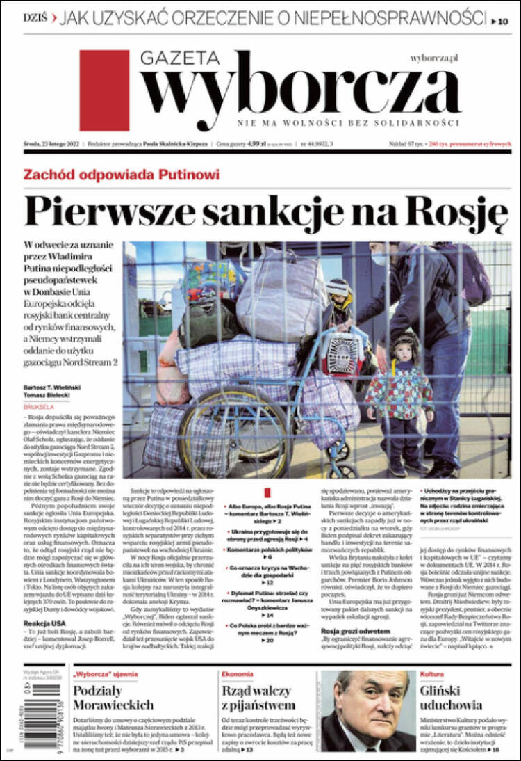 Portada de Gazeta Wyborcza (Polonia)