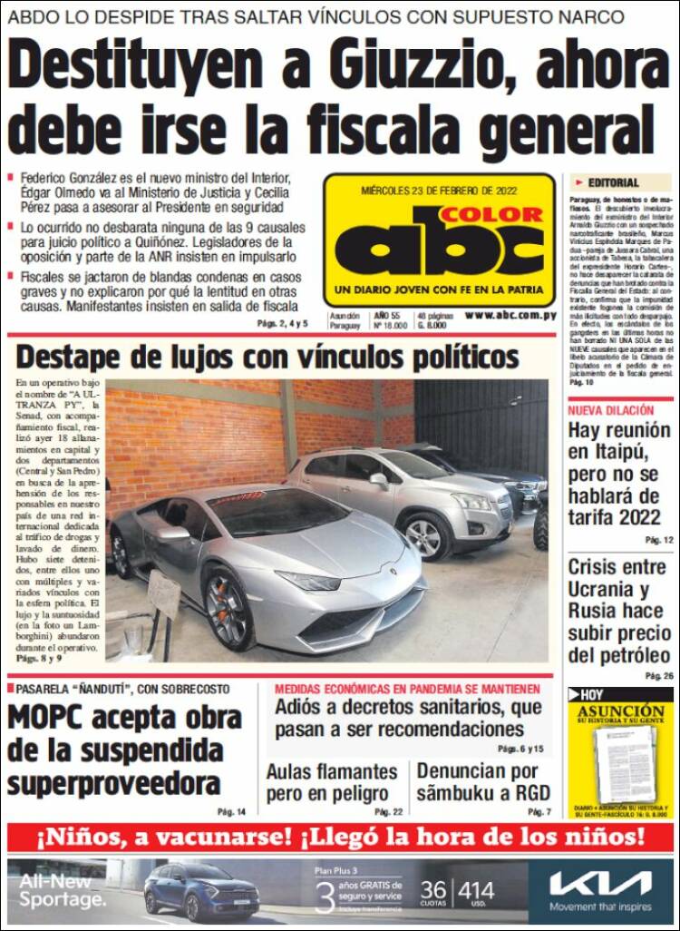 Portada de ABC Color (Paraguay)