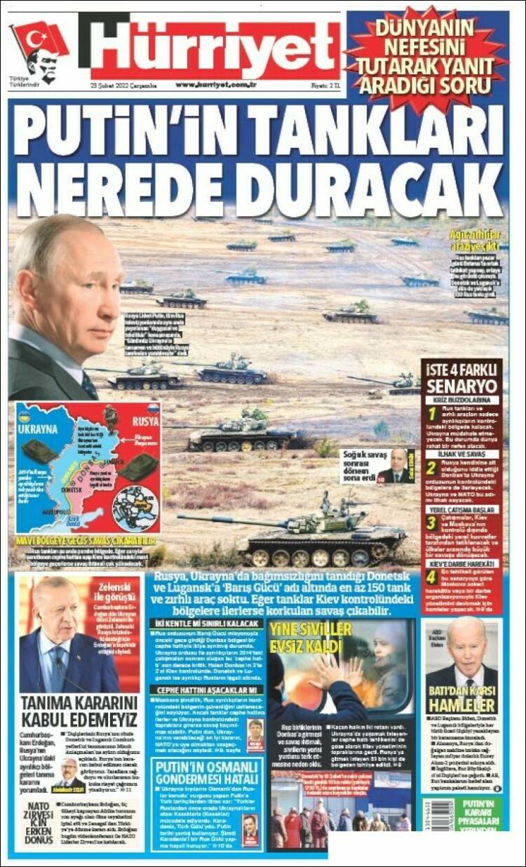 Portada de Hürriyet (Turqu&iacute;a)