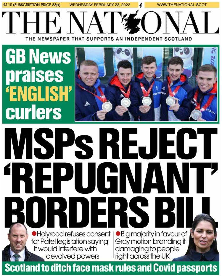 Portada de The National (Reino Unido)