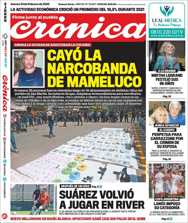 Portada de Crónica (Argentina)