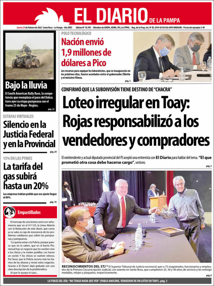 Portada de Diario de La Pampa (Argentina)