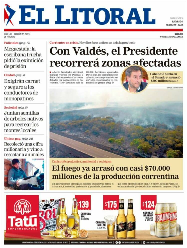 Portada de El Litoral Corrientes (Argentina)