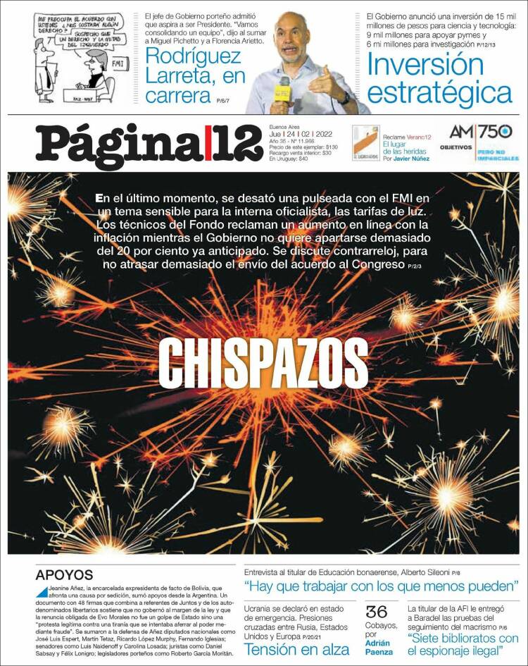 Portada de Página/12 (Argentina)