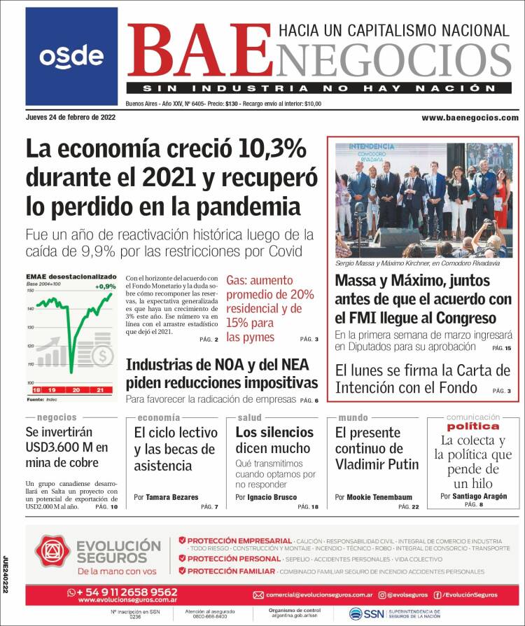 Portada de Buenos Aires Económico (Argentina)