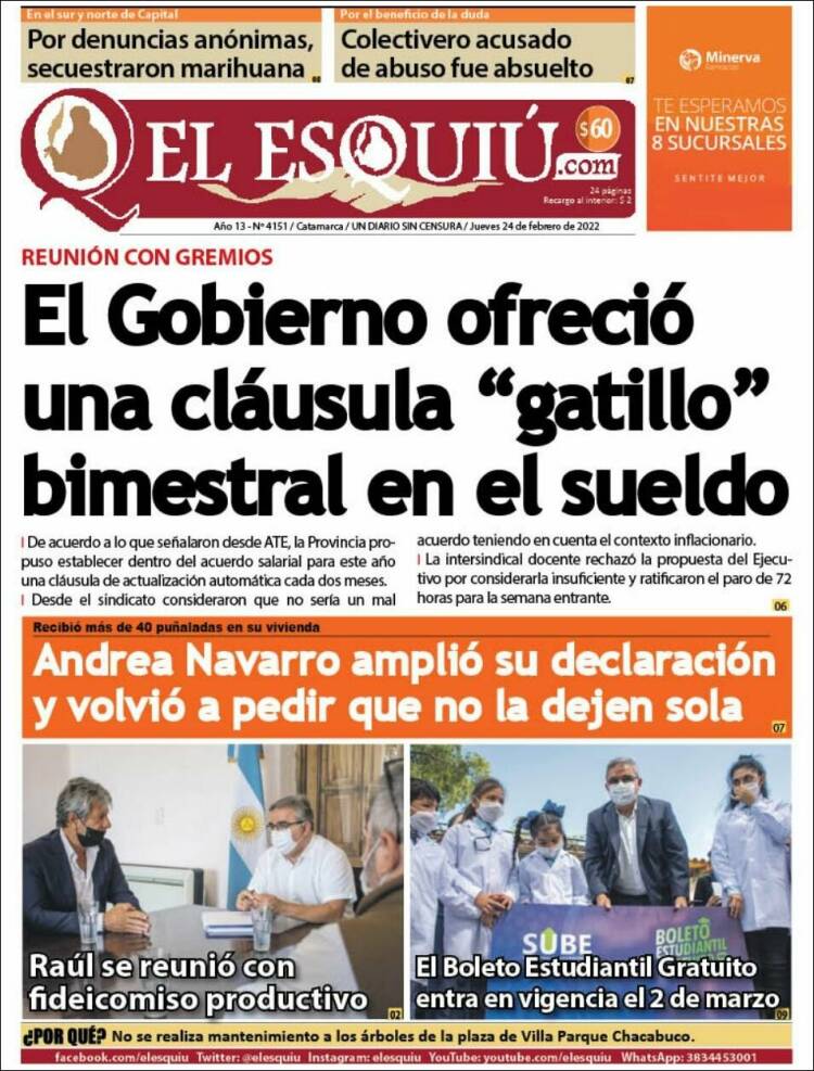 Portada de El Esquiu (Argentina)