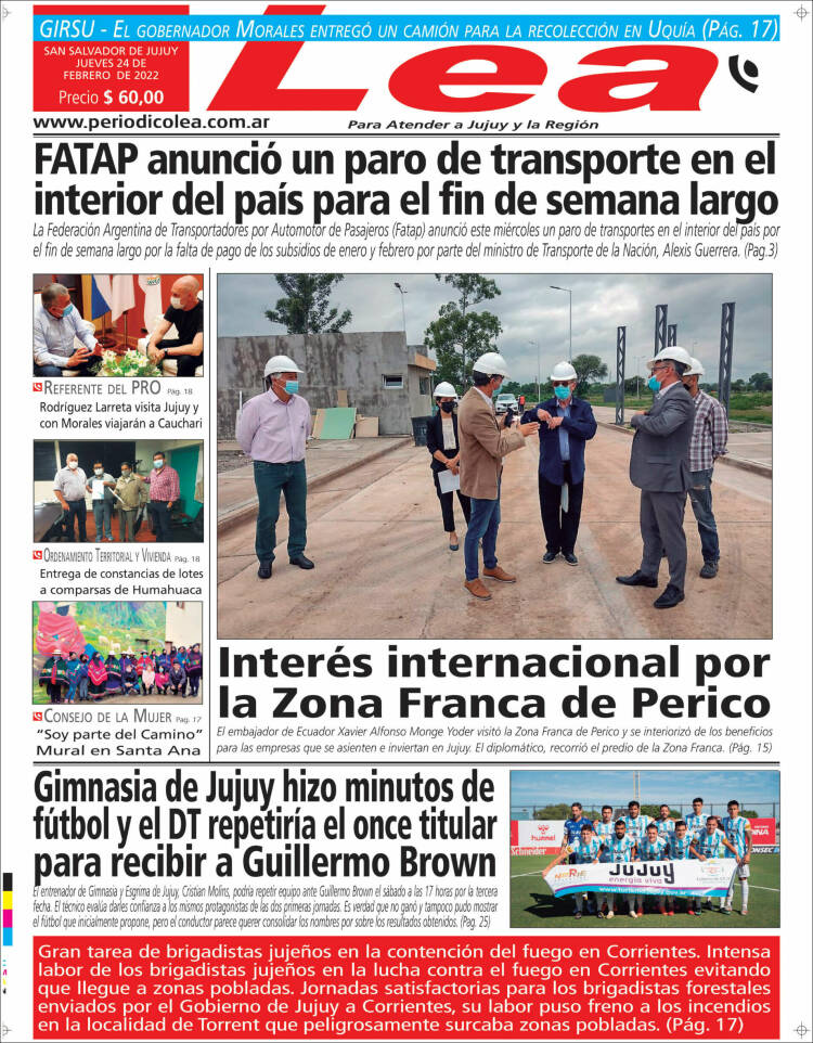 Portada de Periódico Lea (Argentina)