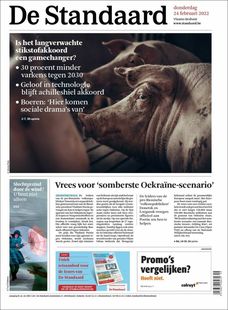 Portada de De Standaard (B&eacute;lgica)
