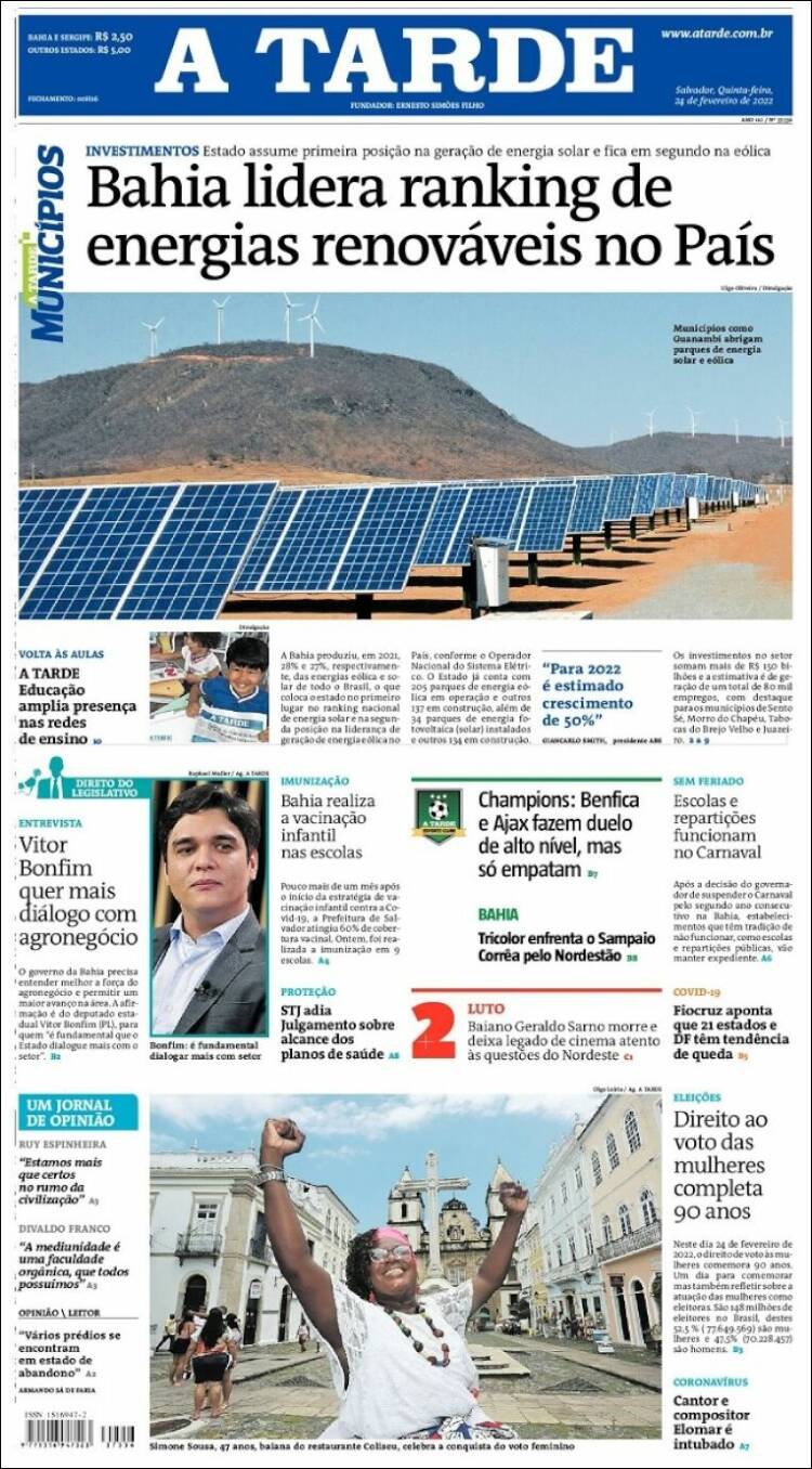 Portada de Diário A Tarde (Brasil)