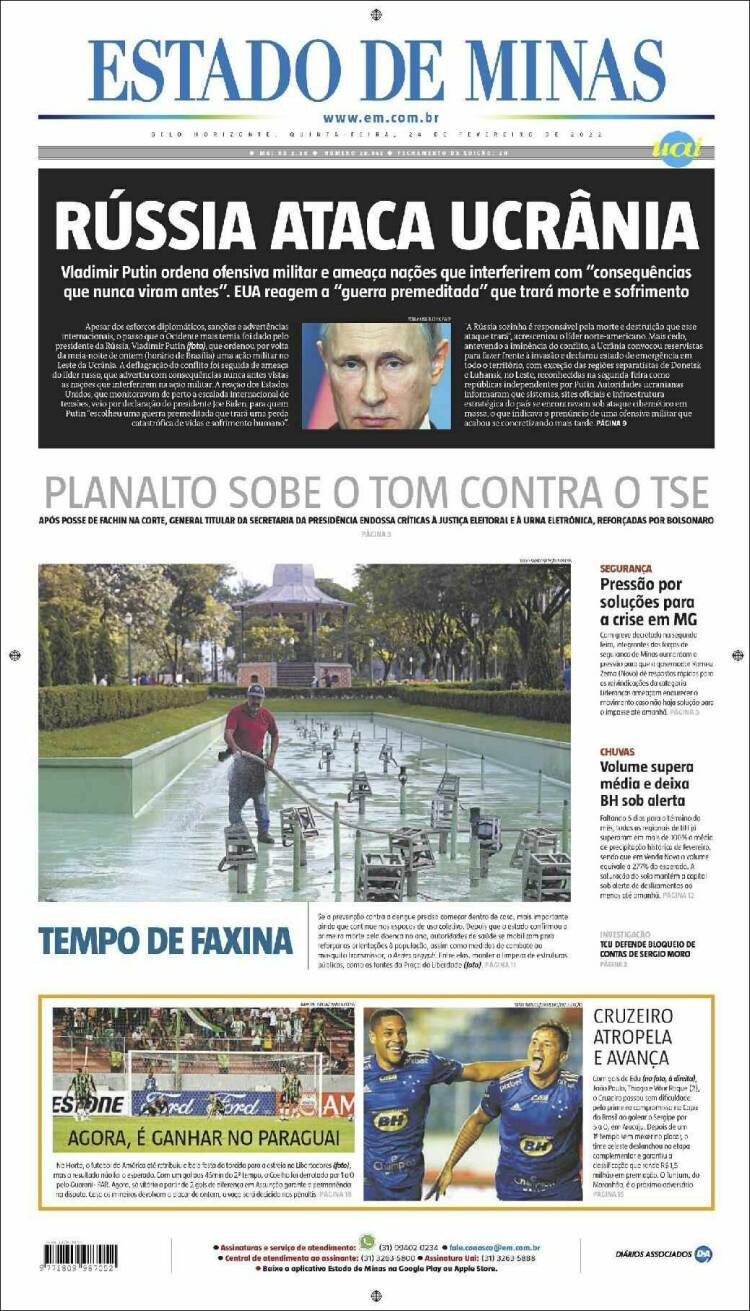 Portada de Jornal Estado de Minas (Brasil)