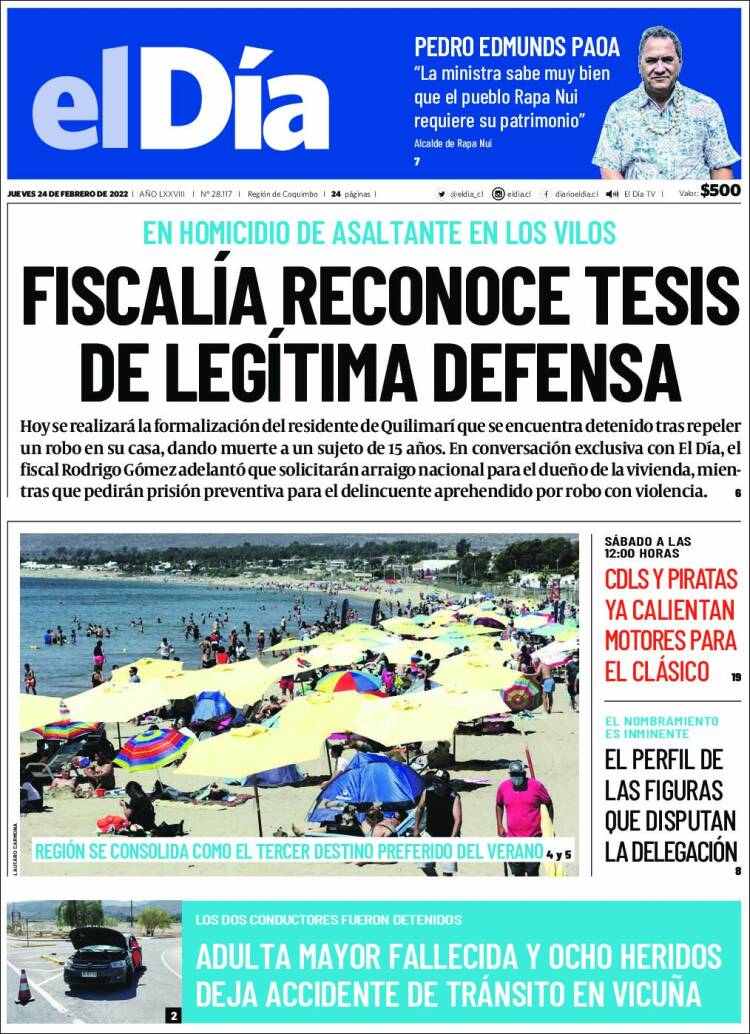 Portada de El Día (Chile)