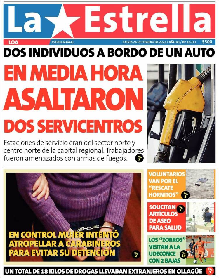 Portada de La Estrella de Loa (Chile)