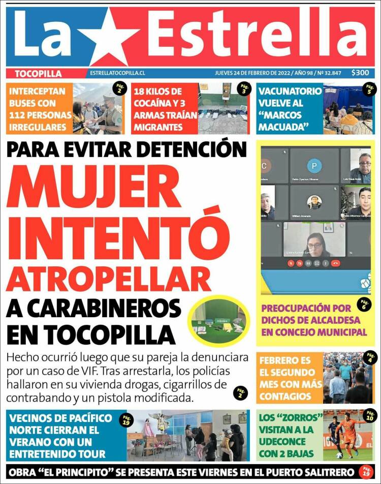 Portada de La Estrella de Tocopilla (Chile)