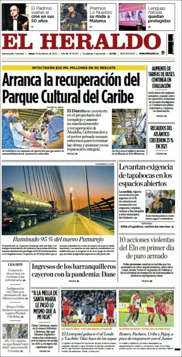 Portada de El Heraldo (Colombia)