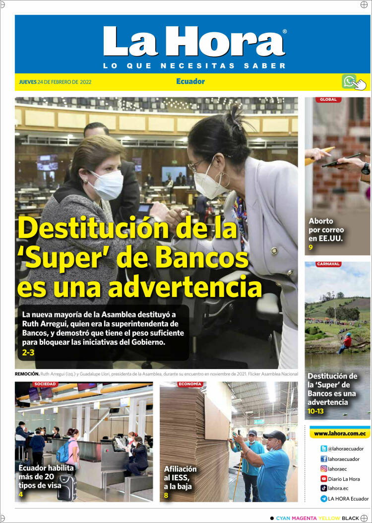 Portada de La Hora - Ecuador (Ecuador)