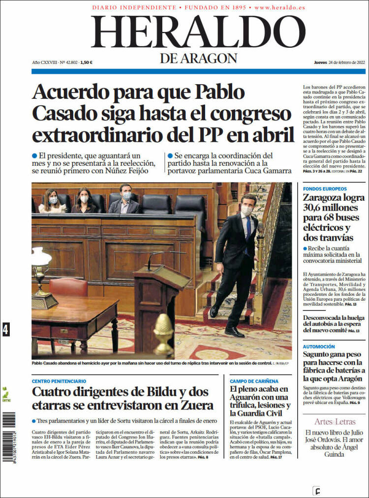 Portada de Heraldo de Aragón (Espa&ntilde;a)