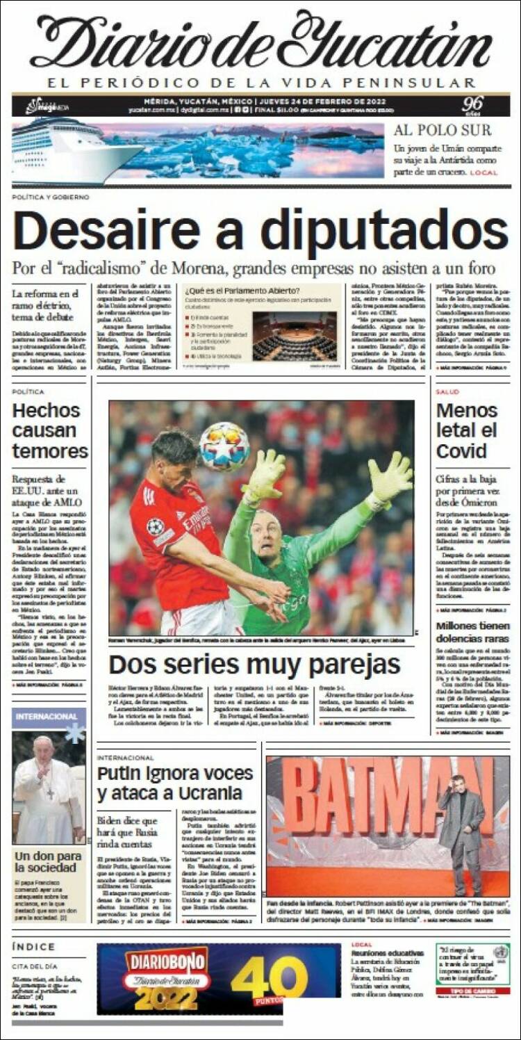 Portada de Diario de Yucatán (M&eacute;xico)