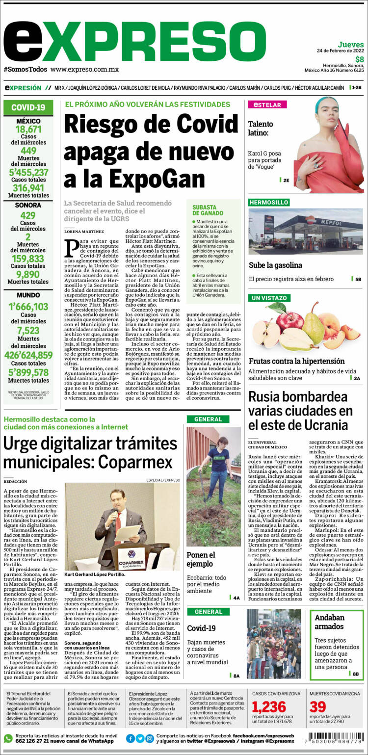 Portada de Expreso (M&eacute;xico)