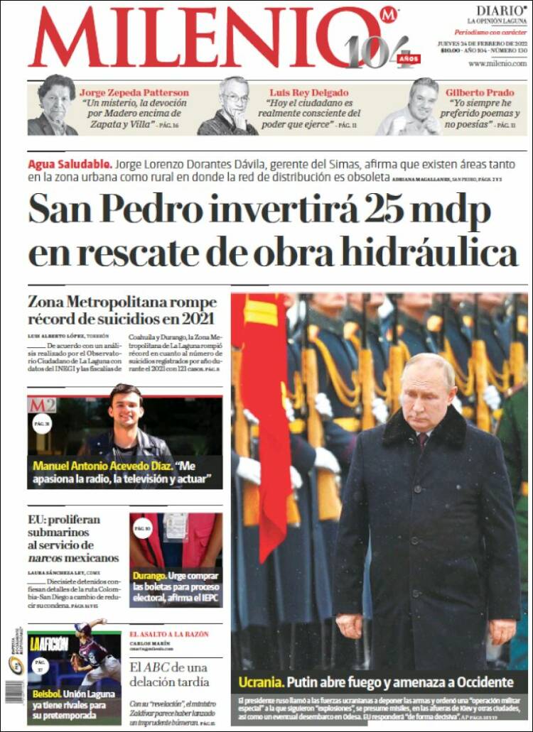 Portada de Milenio - Laguna (M&eacute;xico)