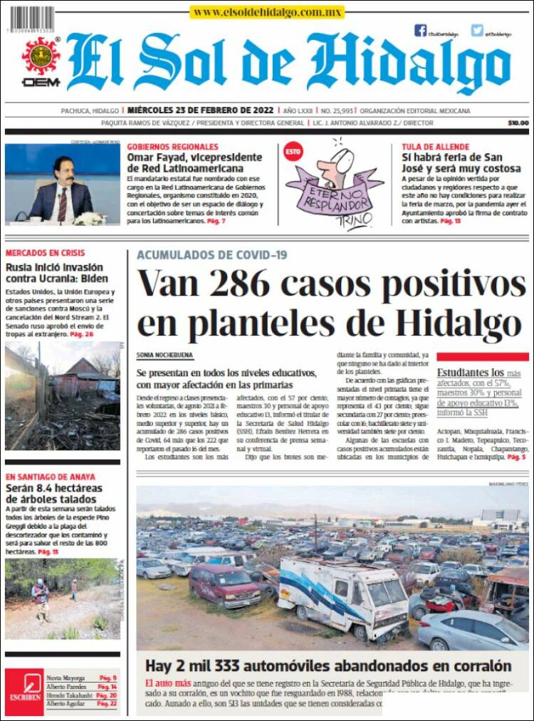 Portada de El Sol de Hidalgo (M&eacute;xico)